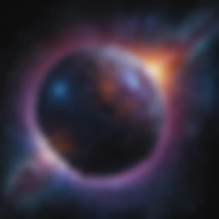 Conceptual illustration of dark matter interaction in space