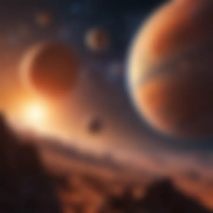 An artistic representation of exoplanets in a distant solar system