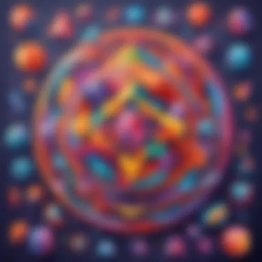 Abstract educational design with colorful geometric shapes