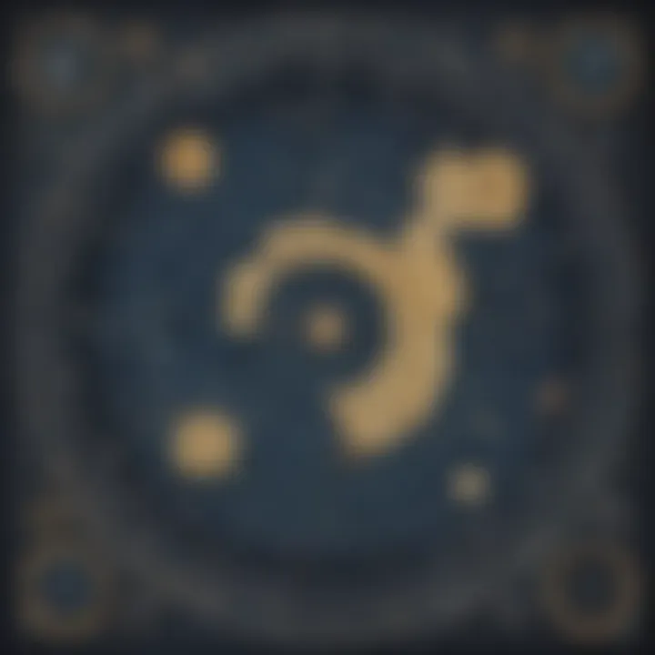 A historical map showing ancient constellations