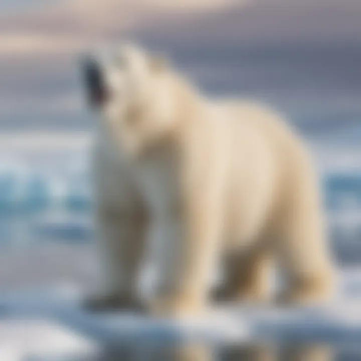 Majestic polar bear in Arctic landscape
