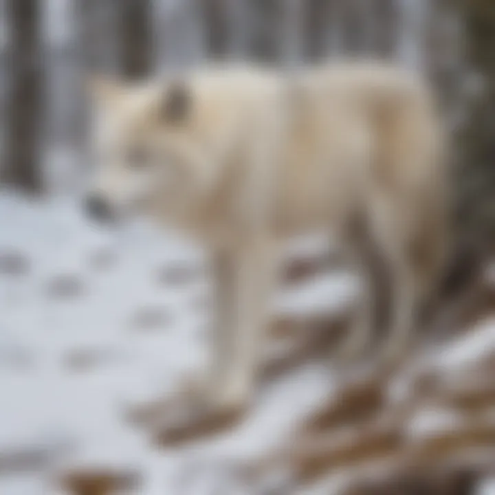 Arctic wolf den in tundra environment