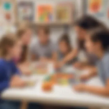 Collaborative Art Experience Among Young Creators Children engaging in collaborative art creation