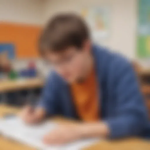 Autistic student engaged in interactive learning activity