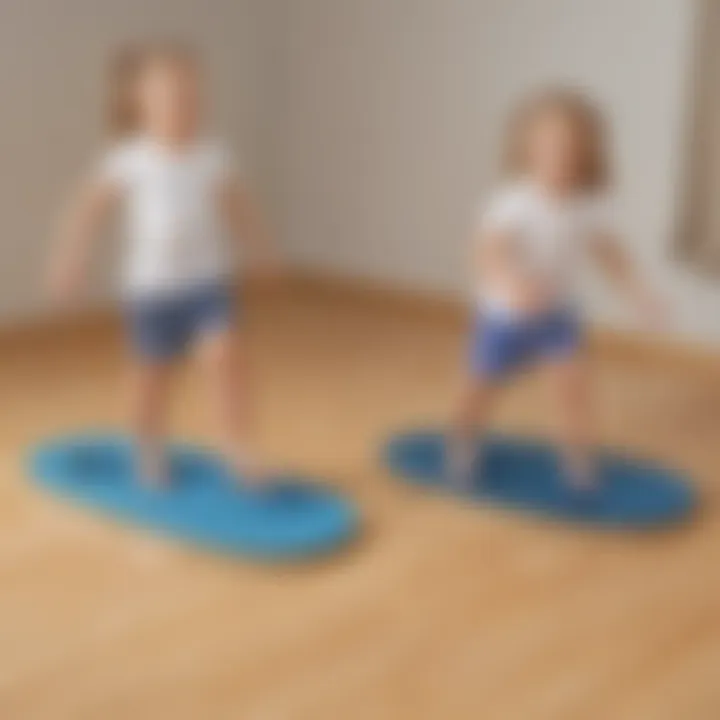 Youngsters using balance boards for stability exercises