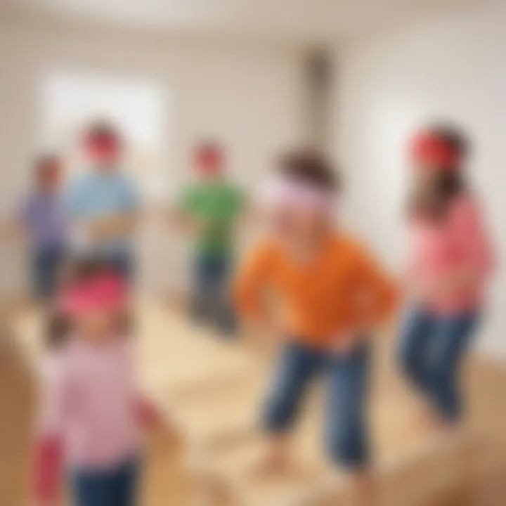 Children communicating effectively while blindfolded to complete an obstacle course.