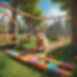 Colorful bunny obstacle course designed for children