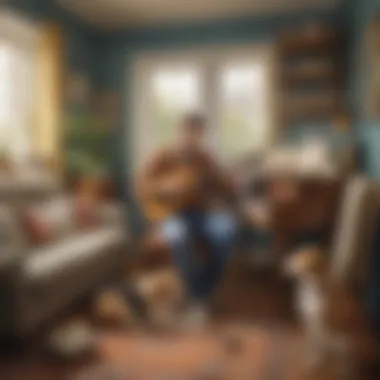 Creating a Melodic Haven Dog Owner Playing Music for Pet