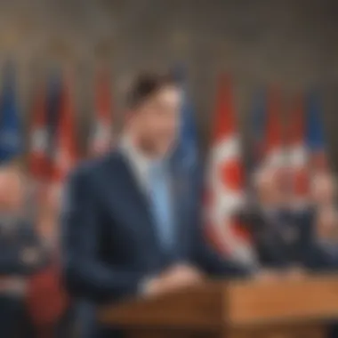 Illustration showcasing the Canadian Prime Minister addressing the nation