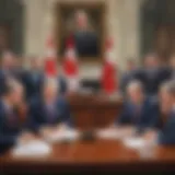 Illustration depicting Canadian Prime Minister in a strategic meeting