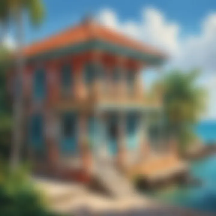 Colorful Caribbean architecture overlooking the sea