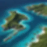 Aerial view of Caribbean islands with crystal-clear turquoise waters