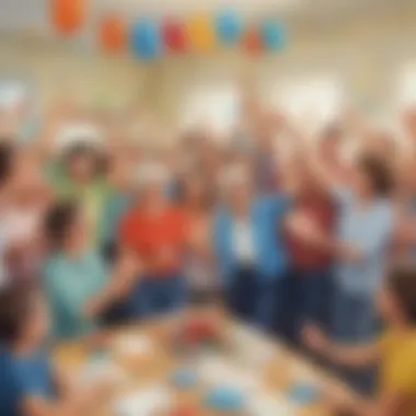 Celebrating Educators: Community Impact A group of students and parents celebrating a retiring teacher with cards and decorations.