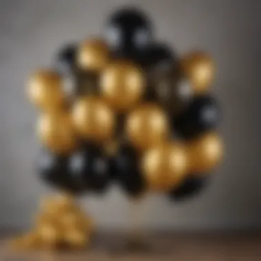 Sophisticated Black and Gold Balloon Arrangement Chic Black and Gold Balloon Decor