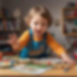 Young child engaged in creative play with educational resources