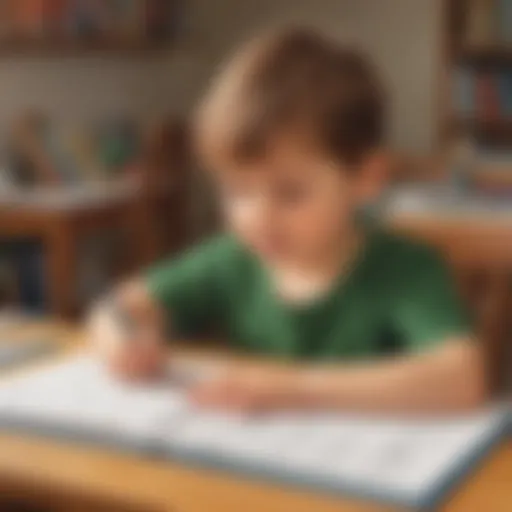 Illustration depicting a child engaged in rapid automatic naming exercises