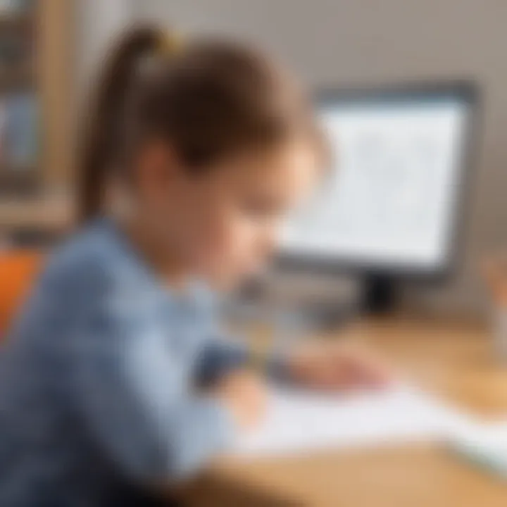 Child Engaged with Personalized Name Tracing Worksheet