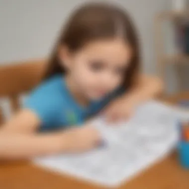 Child engrossed in colouring a bookmark printable