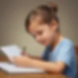 Conceptual illustration of a child engaging with a word search app