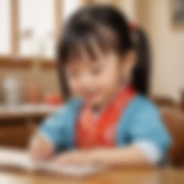 A child happily participating in a Chinese language activity