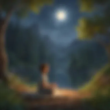 Mindful Nature Connection Child meditating in a peaceful, nature-filled setting