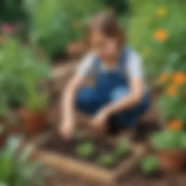 Child planting seeds in a garden