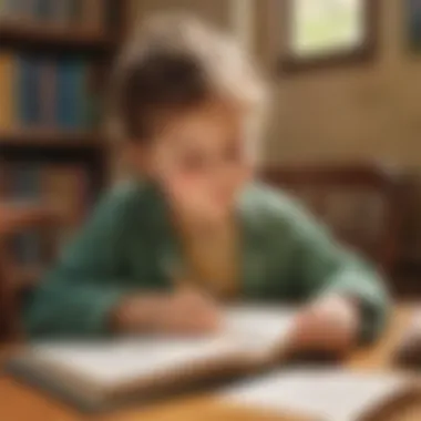 Illustration of a child reading a poetry book