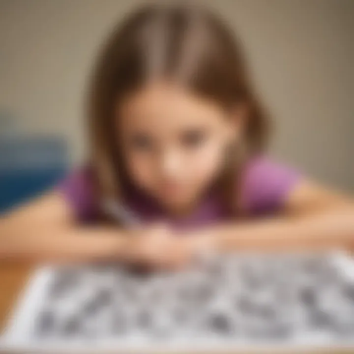 Child Solving Picture Crossword Puzzle