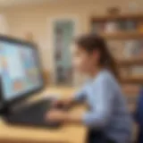 Child using interactive educational website