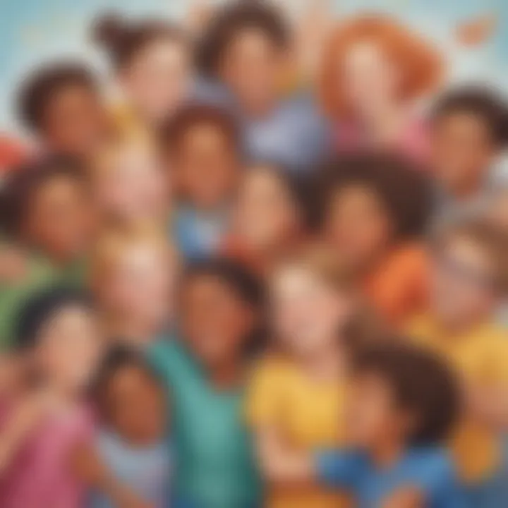 Imaginative artwork depicting children embracing each other with diverse abilities and talents