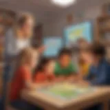 Illustration of children engaged in interactive learning game