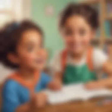 Children Engaged in Learning Pronouns Fun and colorful illustration of children learning about pronouns