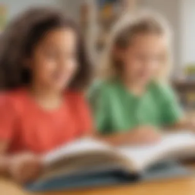 Engaging Young Readers Illustration of children engaged in reading activities with decodable words