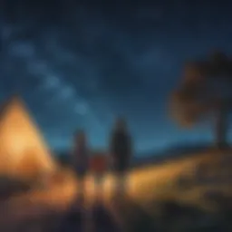 Children gazing at a starry night sky