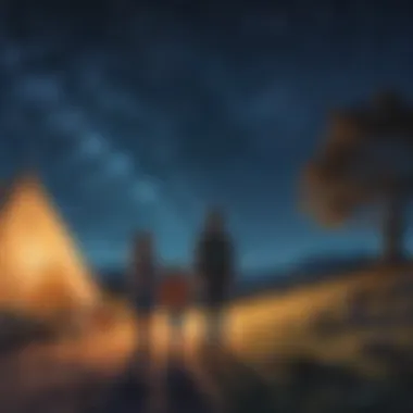 Children gazing at a starry night sky