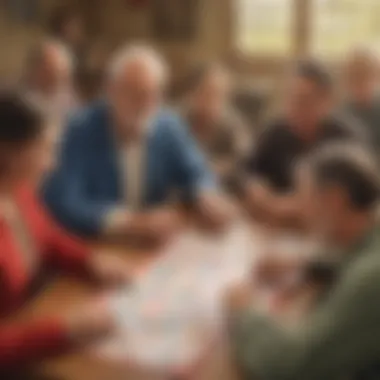 Illustration of a group playing Christian-themed bingo