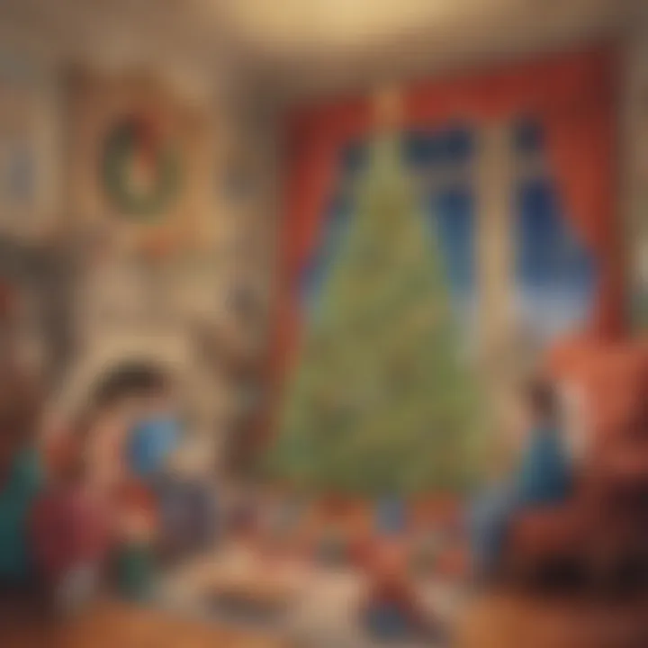 A collection of colored Christmas-themed artworks created by children, displaying artistic expression.