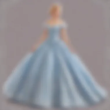 Elegant Ball Gown Invitation Illustration of Cinderella's beautiful ball gown invitation