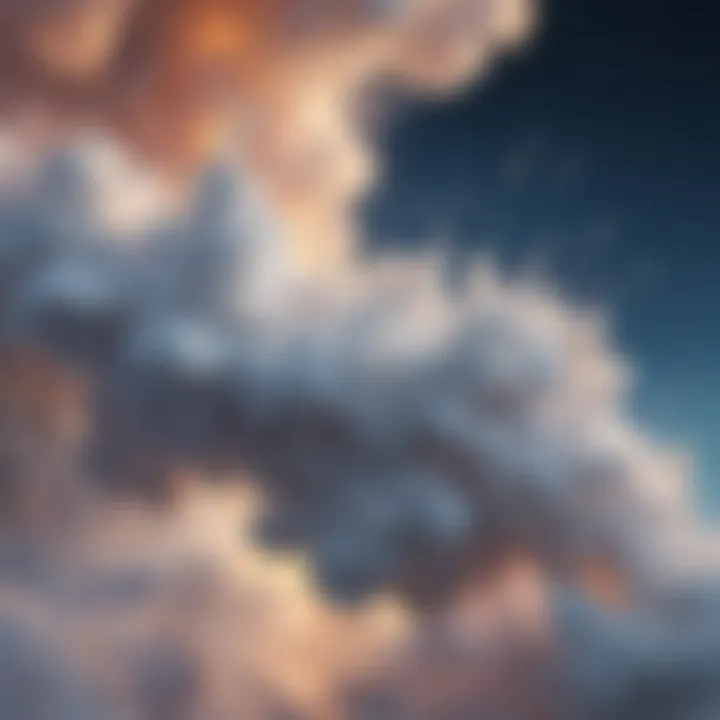 Close-up of delicate cloud droplets forming in a celestial dance