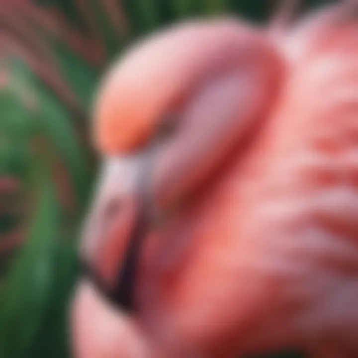 Close-up of a flamingo's vibrant pink plumage