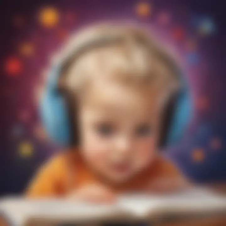 Illustration depicting brain activity while listening to kids' songs