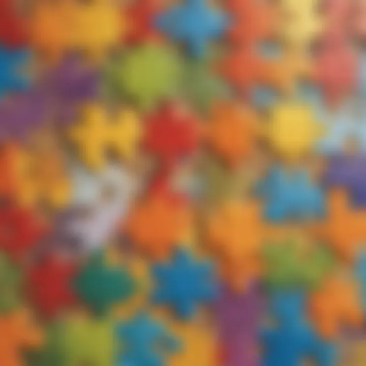 Colorful 12-piece jigsaw puzzle pieces