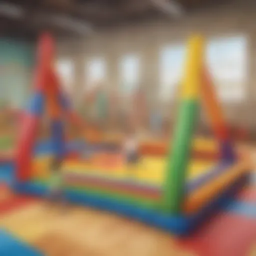Children playing a colorful obstacle course game