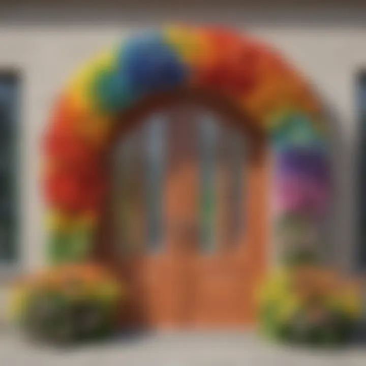 Colorful rainbow and flower display classroom door decoration