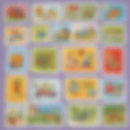 Illustration of a colorful set of picture cards for speech therapy