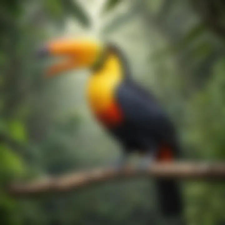 Colorful Toucan Perched on a Rainforest Branch