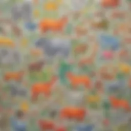 A vibrant array of colouring stickers featuring animals and nature scenes, inspiring creativity.