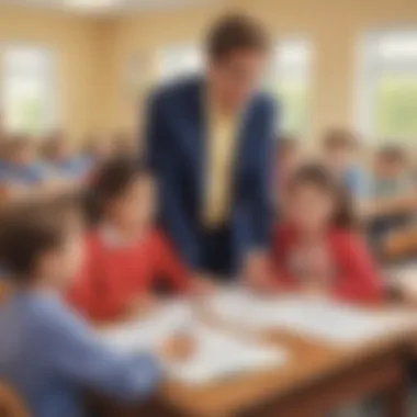 Instructor Guiding Students Instructor guiding children through a comma worksheet