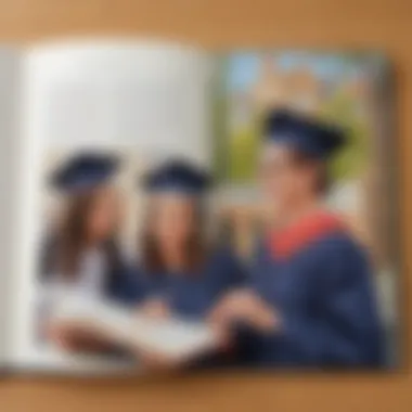 Cherished Memories Captured A completed graduation memory book opened to reveal cherished memories.