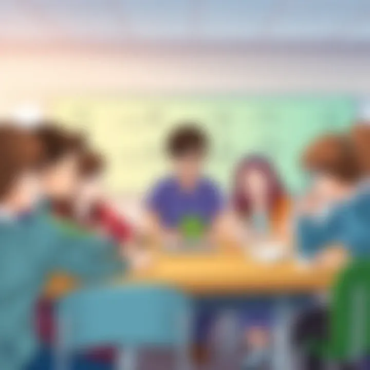 Engaging classroom scene with students solving division problems